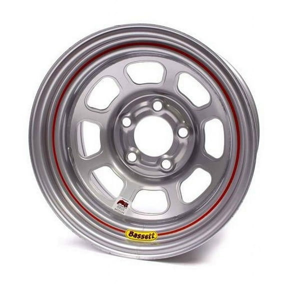 Bassett 58D53IS IMCA D-Hole Wheel - 15 x 8 - 5 x 5 in. - Silver - 3 in. Back Spacing