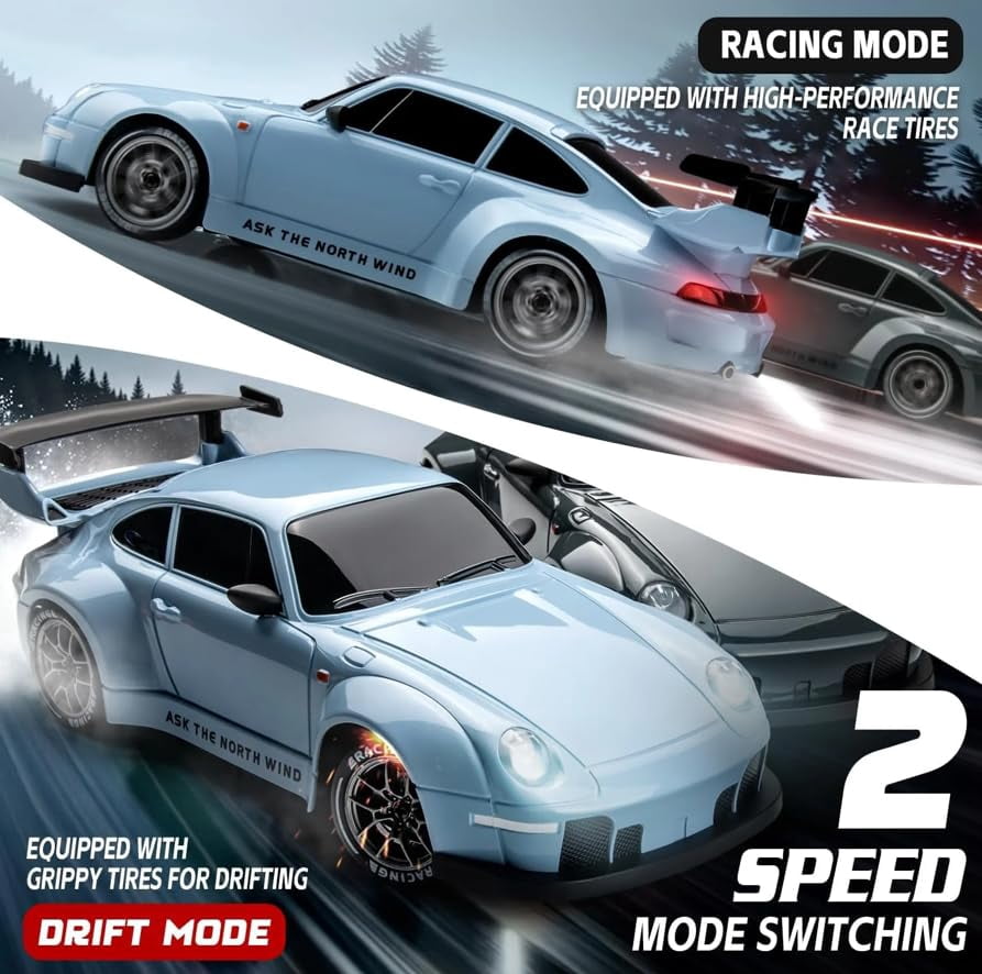 TXT-MATRIX 1:24 Scale RC Drift Car - 2.4GHz 4WD High-Speed Remote Control Car with LED Lights & Racing Kit