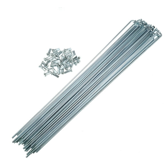 Unique Bargains 36 Pcs 4G J Bend 260mmx2mm Spokes with Nipples for Bike Bicycle Steel Silver Tone
