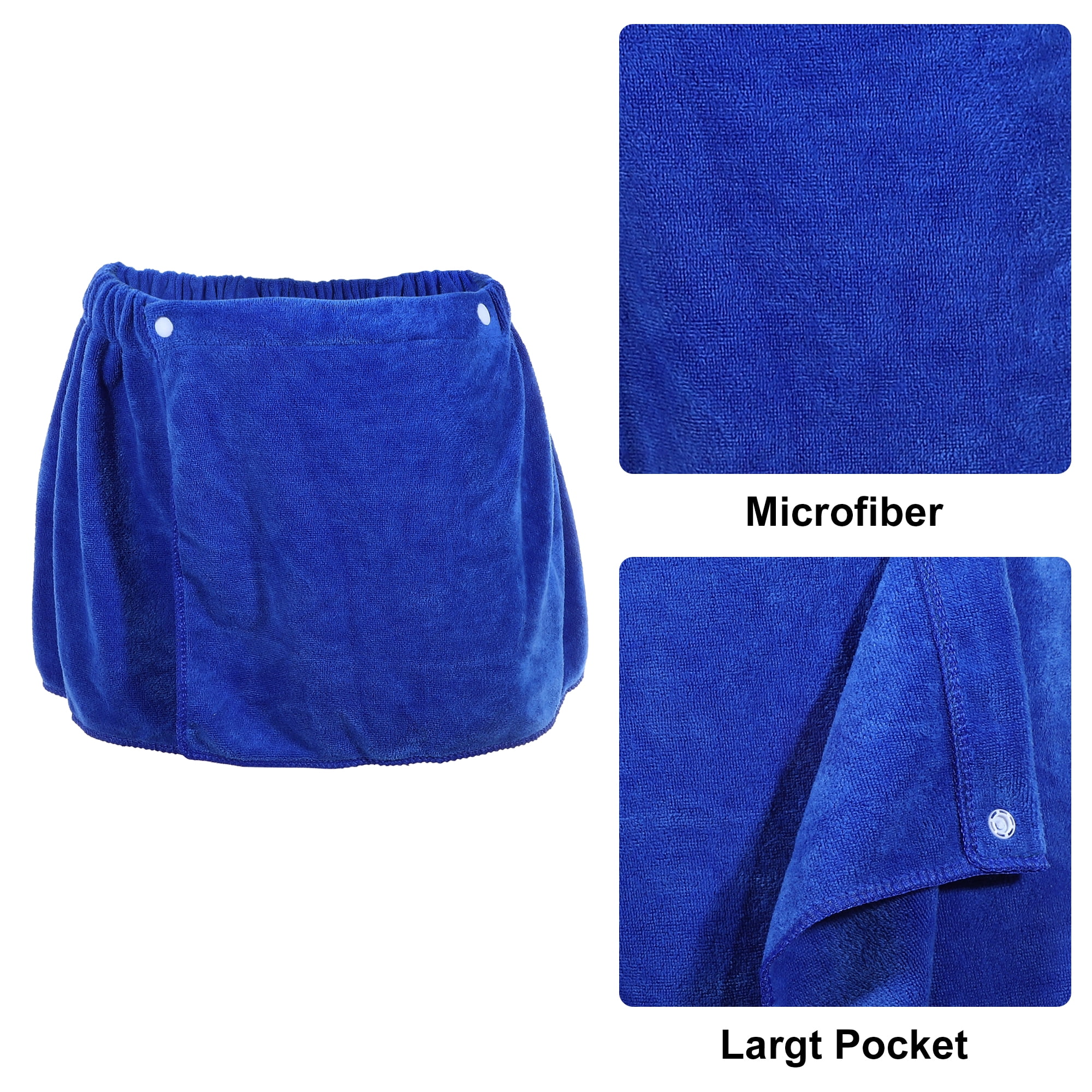 Unique Bargains Men's Bath Wrap Towel Blue Brown 2 Pcs 11.81"x55.12"