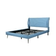 thumbnail image 5 of Full Size Platform Bed Frame, Upholstered Bed Frame with Padded Headboard and Metal Legs, Metal Platform Bed Frame for Kids Adults Bedroom, No Box Spring Needed, Easy Assembly, Light Blue, 5 of 7