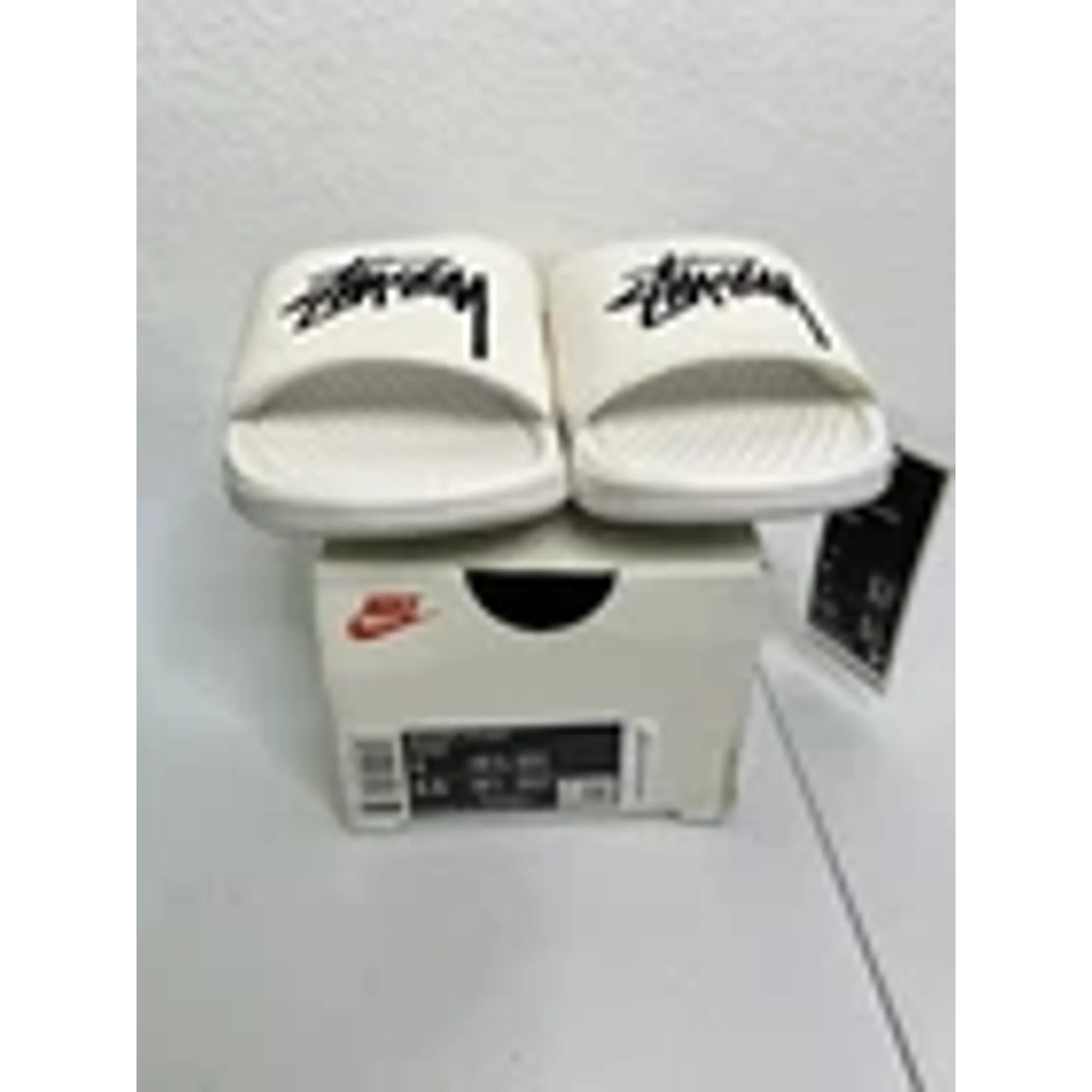 MENS NIKE X STUSSY BENASSI SLIDES / SANDALS WHITE SAIL-BLACK