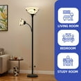 thumbnail image 5 of ModFusion Floor Lamp with Dual lampshades & Durable Iron & Glass, Black, 5 of 9