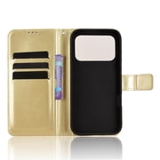 Wallet Case for Honor 600 Pro with Card Holder, PU Leather Flip Phone Case with Kickstand Magnetic Closure Wrist Strap Gold