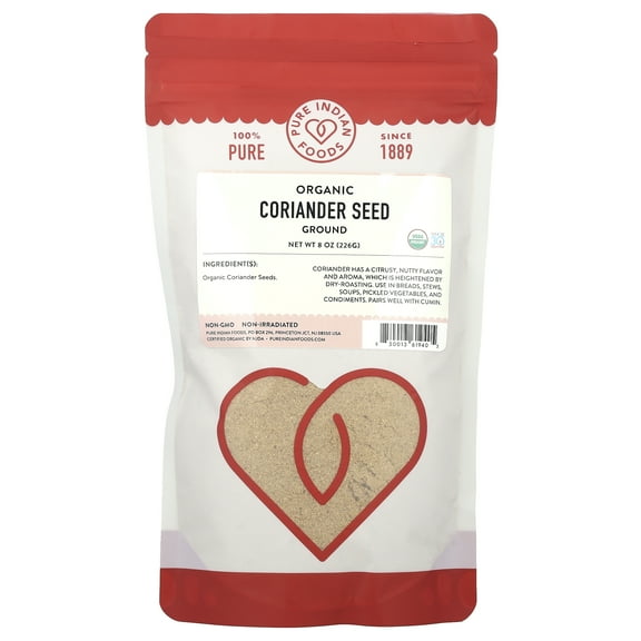Pure Indian Foods Organic Coriander Seed, Ground, 8 oz (226 g)