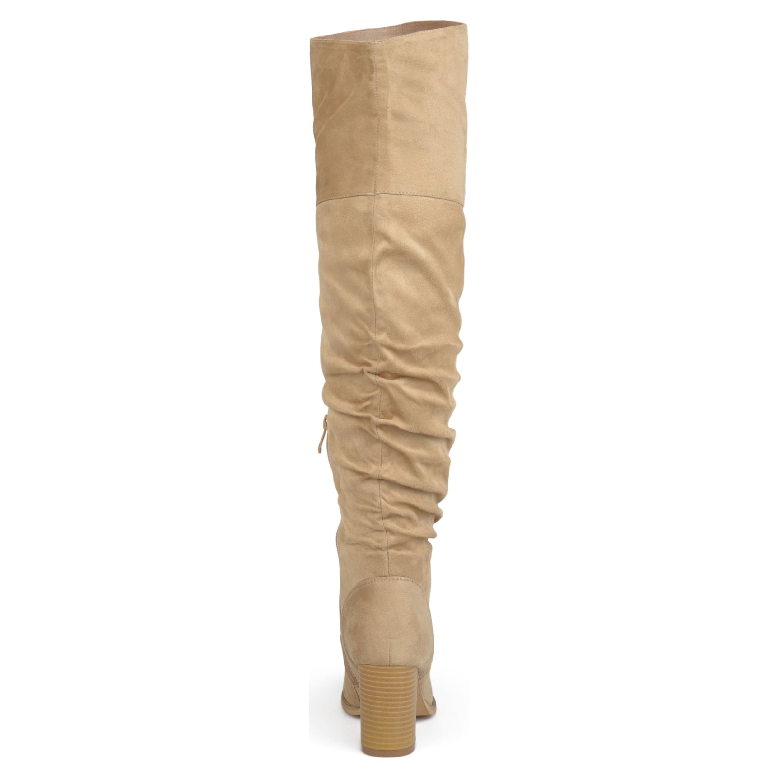 Journee Womens Kaison Extra Wide Calf Stacked Heel Over The Knee Boots