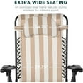 thumbnail image 3 of WYDK Oversized Zero Gravity Chair, Folding Outdoor Patio Lounge Recliner w/Cup Holder Accessory Tray, Pillow - Tan Striped, 3 of 8