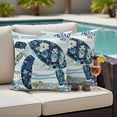 thumbnail image 4 of Blue Teal Coastal Outdoor Waterproof Pillow Covers, Sea Turtle Summer Beach Starfish Decorative Square Throw Pillowcase Sofa Cushion Sham for Patio/Couch/Chair, 16"x16" 2 Pack, 4 of 8
