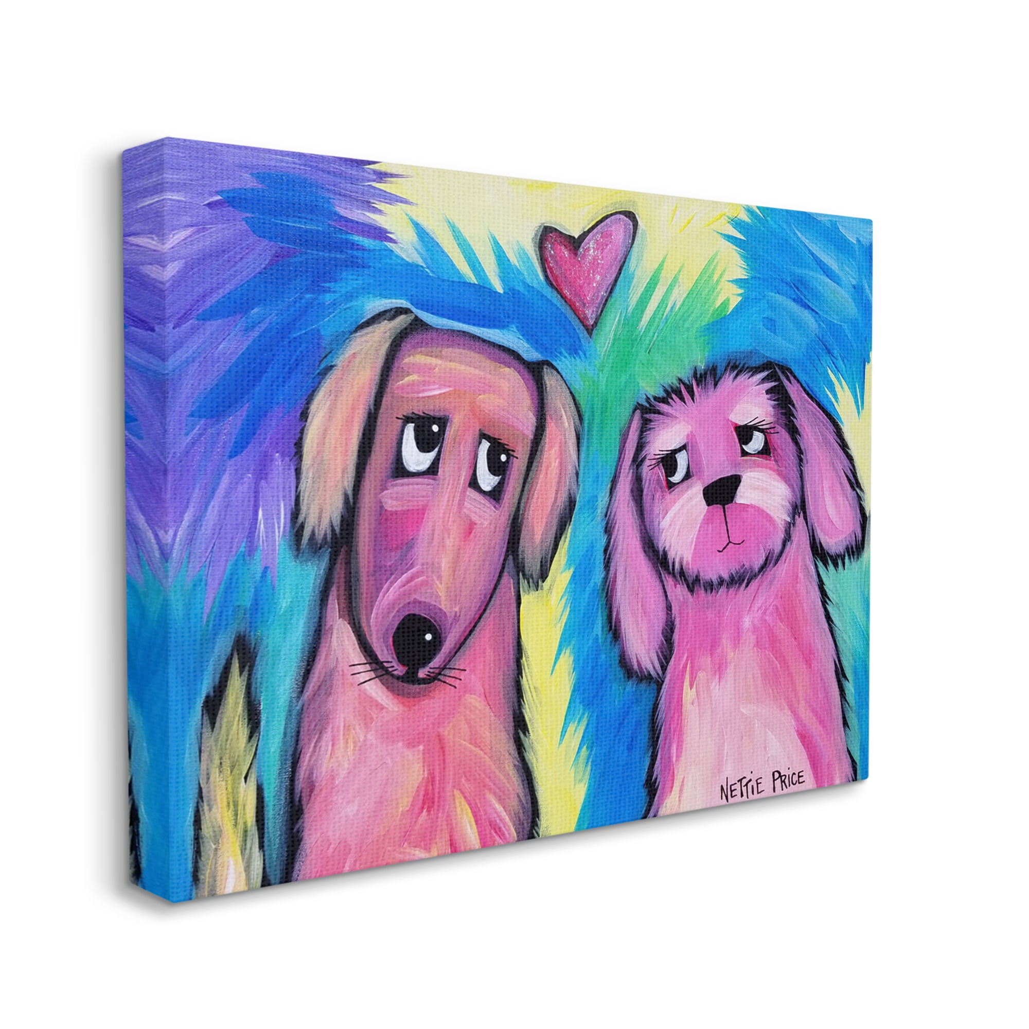 Stupell Industries Abstract Dog Friends Animals & Insects Painting Gallery Wrapped Canvas Print Wall Art, 20 x 16