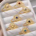 thumbnail image 4 of Anillos de piedra de ópalo de acero inoxidable para mujer, chapado en oro, sol, estrella, boda, pareja, anillo ajustable, joyería estética, envío gratis, 4 of 4