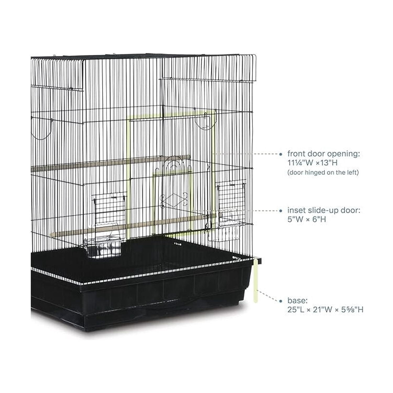 Square Roof Bird Cage - Durable Metal Bird Habitat with Spacious Interior