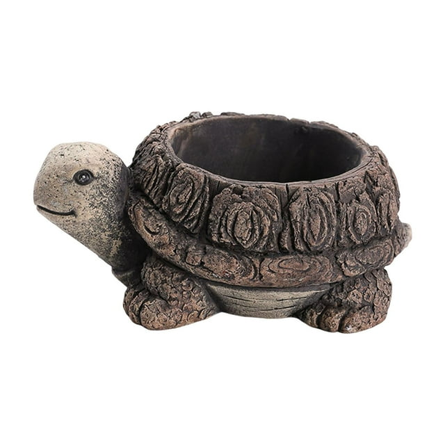 GROWTH TANK Animal Planter Pot Art Collection Pot for Courtyard Yard Bookshelf Turtle