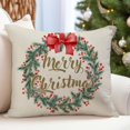 thumbnail image 5 of Merry Christmas Pillow Cover 12x20 Inch Red Berry Greenery Pine Leaves Outdoor Christmas Decorations Xmas Winter Holiday Lumbar Decorative Throw Pillow Case for Home Couch Living Room Decor, 5 of 6