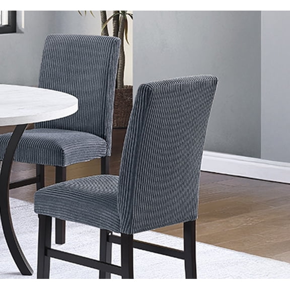 Set of 2 Dark Gray Corduroy Upholstered Dining Chairs - Modern Kitchen & Dining Room Furniture with Plush Seat & Back, Curved Legs, 18"x23"x37"H