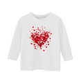 thumbnail image 5 of White Heart Print Cold Shoulder Girls Top - Soft Stretchy 3/4 Sleeve Casual Shirt for Kids Girls Ages 6-12,Size 3-4T, 5 of 5