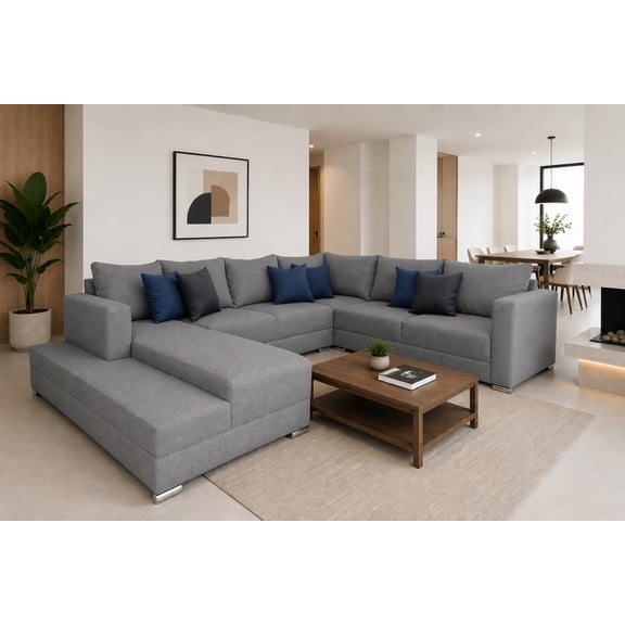 Sala Esquinera en U EL BAZAR STORE Corbel Gris plata Moderna en U 200x315x255 cm