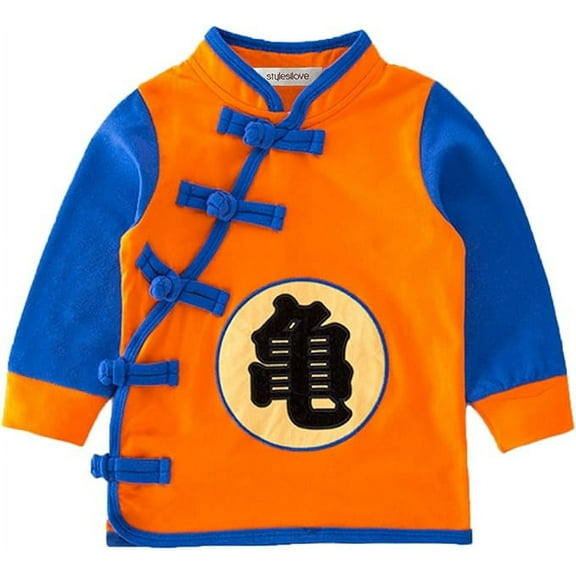 StylesILove Young Kids Baby Boys Traditional Chinese Inspired Long Sleeved Top Sweatshirt (80/12-18m, Goku Orange)