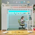 thumbnail image 5 of Twin Size Loft Bed with Desk and 8 Storage Drawers, Twin Metal Loft Bed with LED Lights & Charging Sation, Storage Shelves, 13.1" H Safety Guard,Ladder, No Box Spring Needed, White, 5 of 8