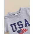 thumbnail image 6 of vera natura 4th of July Toddler Boys Outfits Flag Letter Print RT-Shirts Tops and Stars Print Shorts 2Pcs Clothes Set, 6 of 9