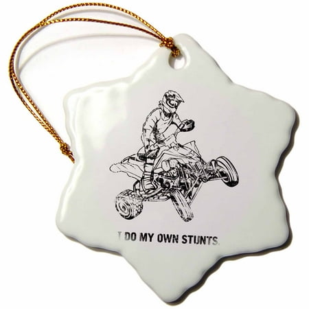 Knight Rider Ornament 3dRose I do my own stunts ATV Rider Quad Biker Offroad Fun Quote - Snowflake Ornament, 3-inch ()