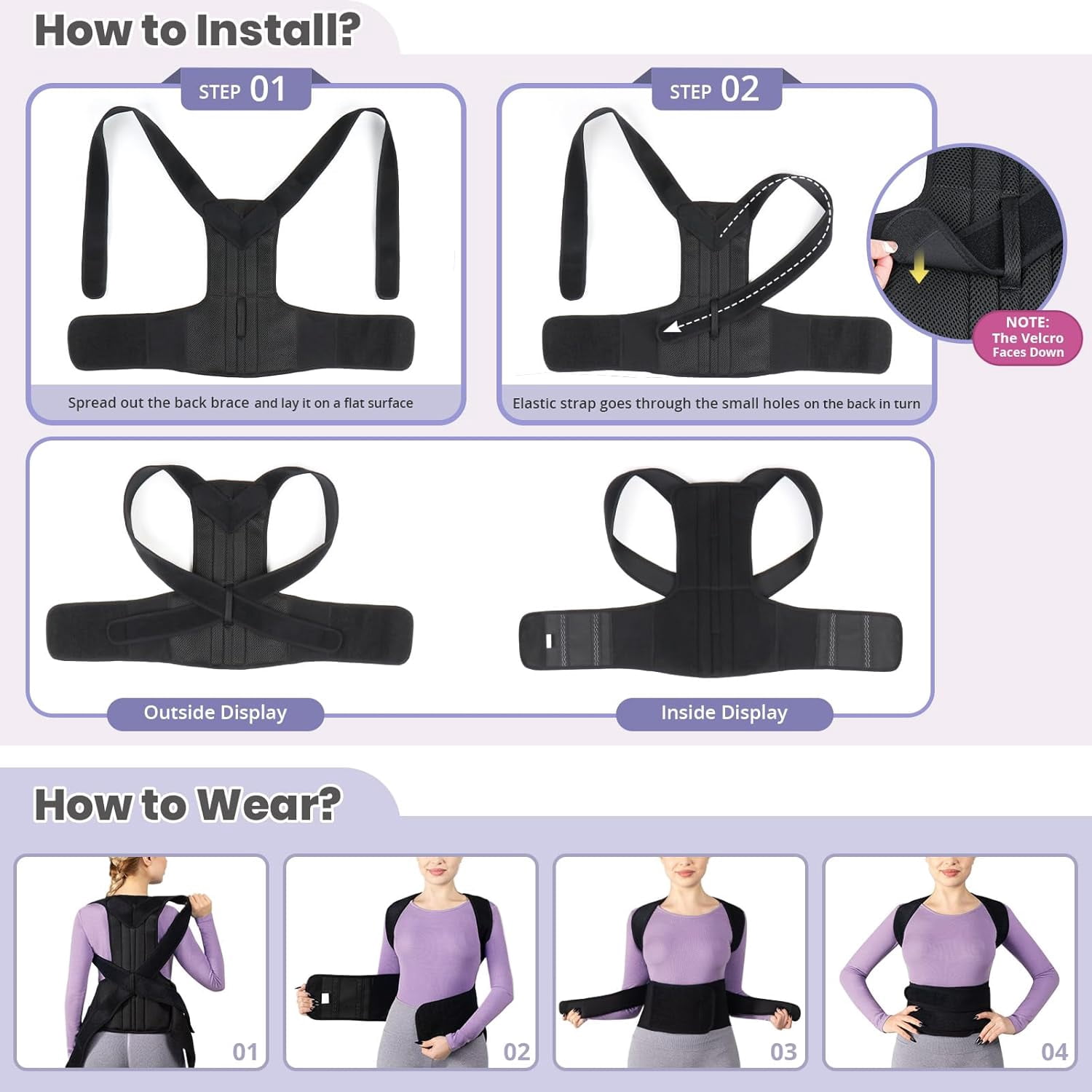 Back Brace for Women and Men Posture Corrector with Adjustable Lumbar Support - Shoulder Upper Lower Back Pain Relief for Hunchback Scoliosis Sciatica - Breathable Design