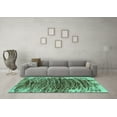 thumbnail image 3 of Ahgly Company Machine Washable Indoor Rectangle Abstract Turquoise Blue Modern Area Rugs, 2' x 4', 3 of 4