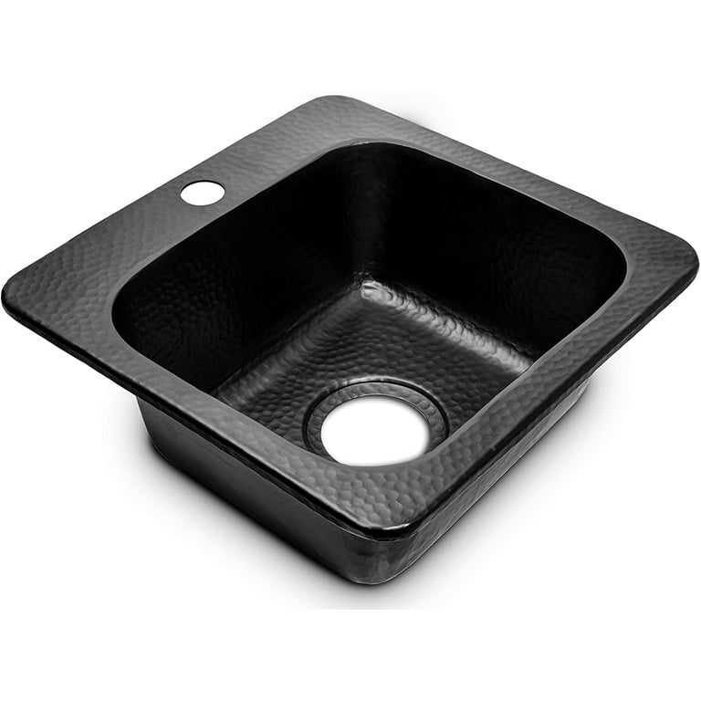 Monarch Hand Hammered Solid Surface Matte Black Baxter Drop-In 15 in. Single Bowl Kitchen Bar Prep Sink Monarch Hand Hammered Solid Surface Matte Black Baxter Drop-In 15 in. Single Bowl Kitchen Bar Prep Sink