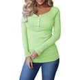 thumbnail image 1 of Dellytop Womens Long Sleeve Ribbed Button Down Casual Henley Shirts, 1 of 5