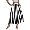 thumbnail image 3 of Dianli Gifts Skirts Skorts Women's Striped High Waist Ankle Length A Line Skirt Elastic Waist Flowing Beach Vacation Midi Skirt Lightweight Casual Resort Wear Maxi Skirts, 3 of 7