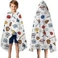 thumbnail image 3 of White Baseball Elements Pattern Hooded Bath Towel，50"x30" for Ages 3 To 12 Kids, Quick Dry Lightweight Soft Microfiber Hood Beach Towel Cover Up for Kids, 3 of 7