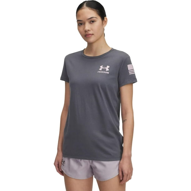 Camiseta Under Armour New Freedom Flag para mujer Castlerock/Pink