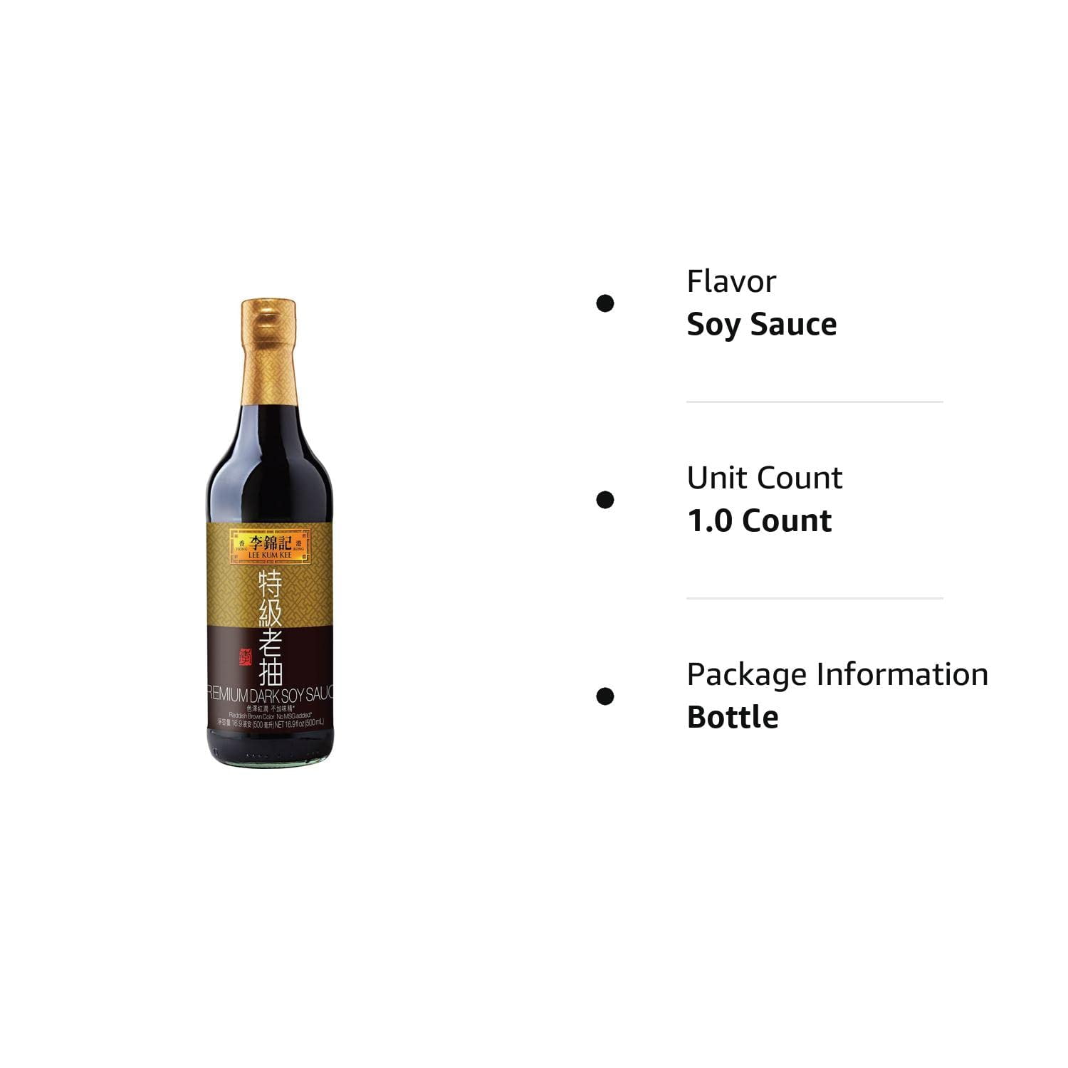 NineChef Bundle - Lee Kum Kee Premium Dark Soy Sauce 16.9-Ounce Bottle (Pack of 1) + 1 NineChef Brand ChopStick