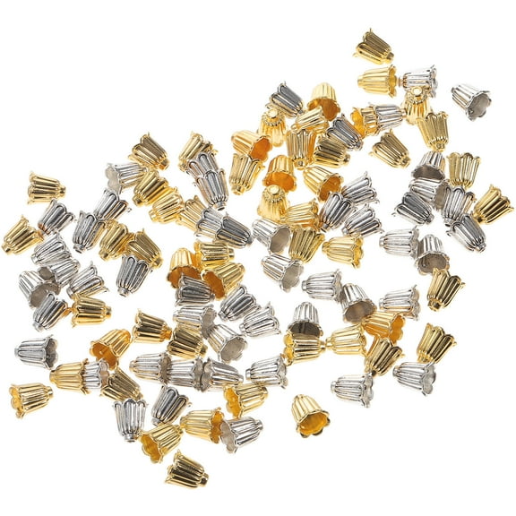 CHICHUMID 100Pcs Caps for Spacer Beads for Diy Projects and Jewelry Assembly in Gold Silver