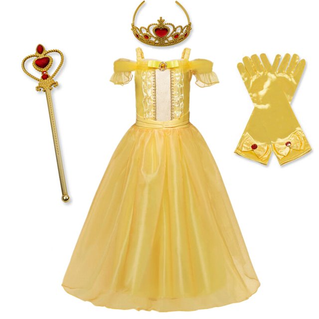 Vestido de princesa para niñas, disfraz de Elsa, Reina de la nieve, campana, ropa de Halloween, vestidos de fiesta de cumpleaños para niños con conjunto de corona, 2023 Fivean unisex
