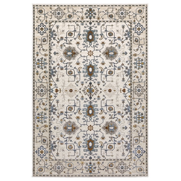 Oriental Weavers Ellington Area Rug - ELL10 - 5'3" x 7'6" - in Ivory/ Multi - Vintage Inspired, Stain Resistant, Family and Pet Friendly , Bedroom, Office Rug