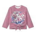 thumbnail image 5 of Xixirimido Cute Axolotls Bubble Pink Printed Girls Casual Tunic Tops Knot Front Long Sleeve Loose Soft Blouse T-Shirt Cute Graphic Girls Shirts, Size 5-6, 5 of 7