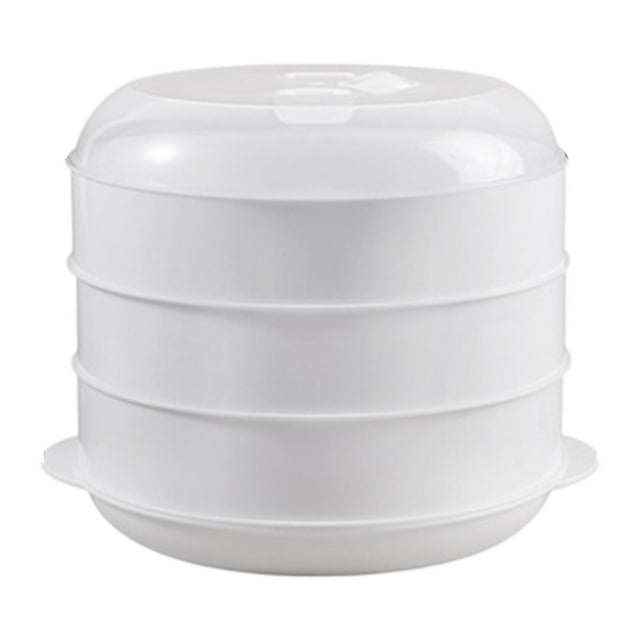 GROWTH TANK Microwave Steamer for Cooking Compact Steamer Bowl for Meats Vegetables es three layer
