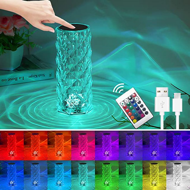 Lámpara de noche, lámpara de noche táctil con 16 colores y 4 modos, lámpara de noche recargable por USB, luz nocturna para niños con control remoto, regalo para niños/adultos JM