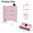 thumbnail image 2 of FANRAL Fluted 3 Drawer Nightstand,Modern Bedside Table with Anti-Tip Safety Design,Wood End Table for Bedroom Living Room,Pink Night Stand, 2 of 7