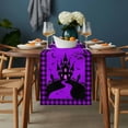 thumbnail image 2 of Halloween Purple Table Runner - 120 Inch Long, Kitchen Dining Table Runner Dresser Scarves, Cartoon Castle Bat Plaid Moon Black Farmhouse Decor for Coffee Tables Wedding Party Banquet, 2 of 8