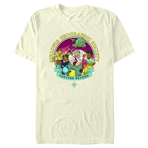 Men's Strange World Avalonia Geographic Society Venture Beyond Group Graphic Tee Beige Medium