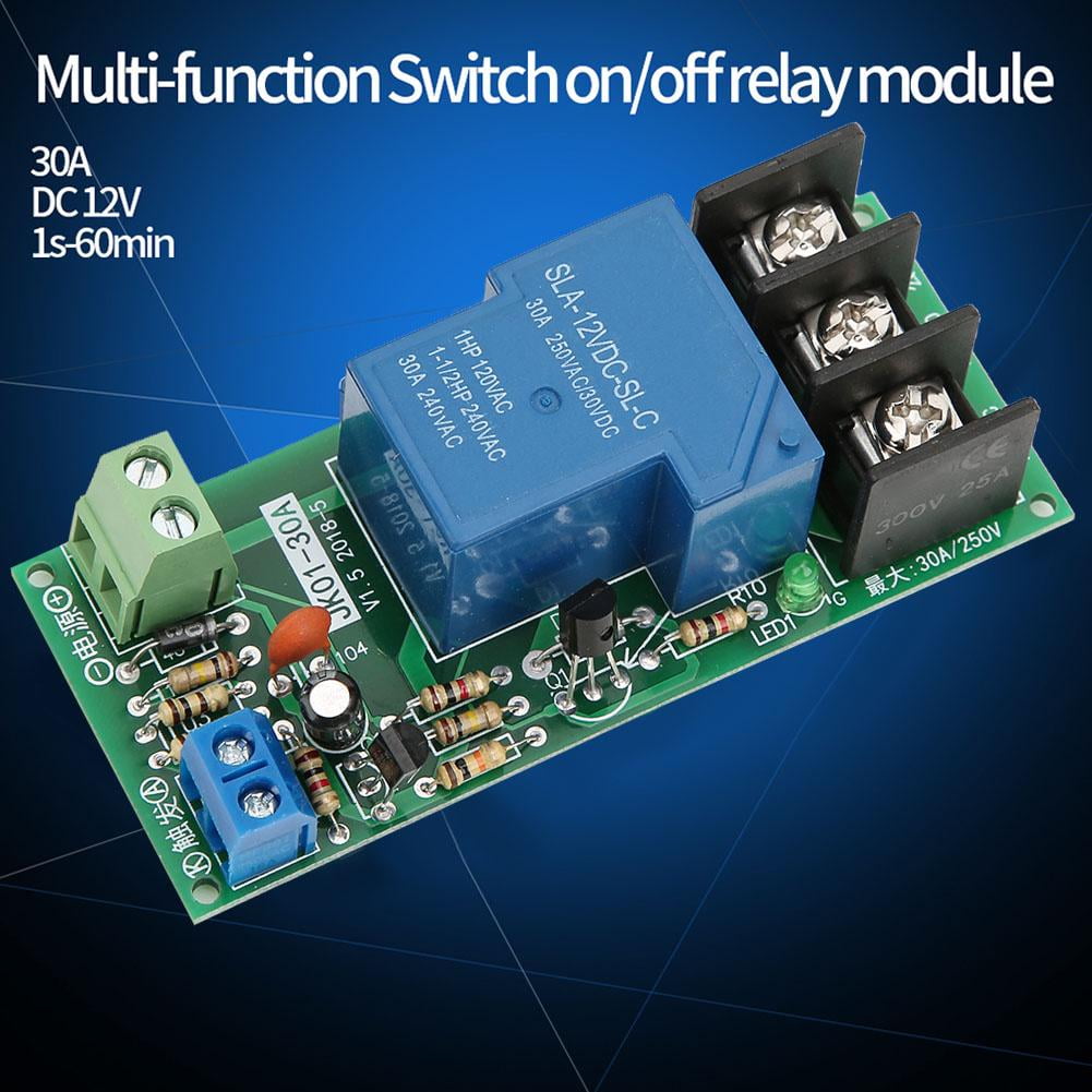 Tebru Timer Relay Module, Delay On/Off Switch Module,DC12V Delay Timer Switch on/off Relay Module 0~60minutes 30A Load 250VAC/30VDC - Walmart.com