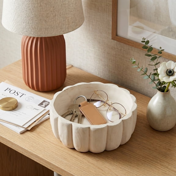 Sagebrook Home Carved Elemental Bowl – Ideal for Stylish Home Decor Enthusiasts, Perfect for Modern and Classic Interiors, Exquisite Centerpiece Bowl
