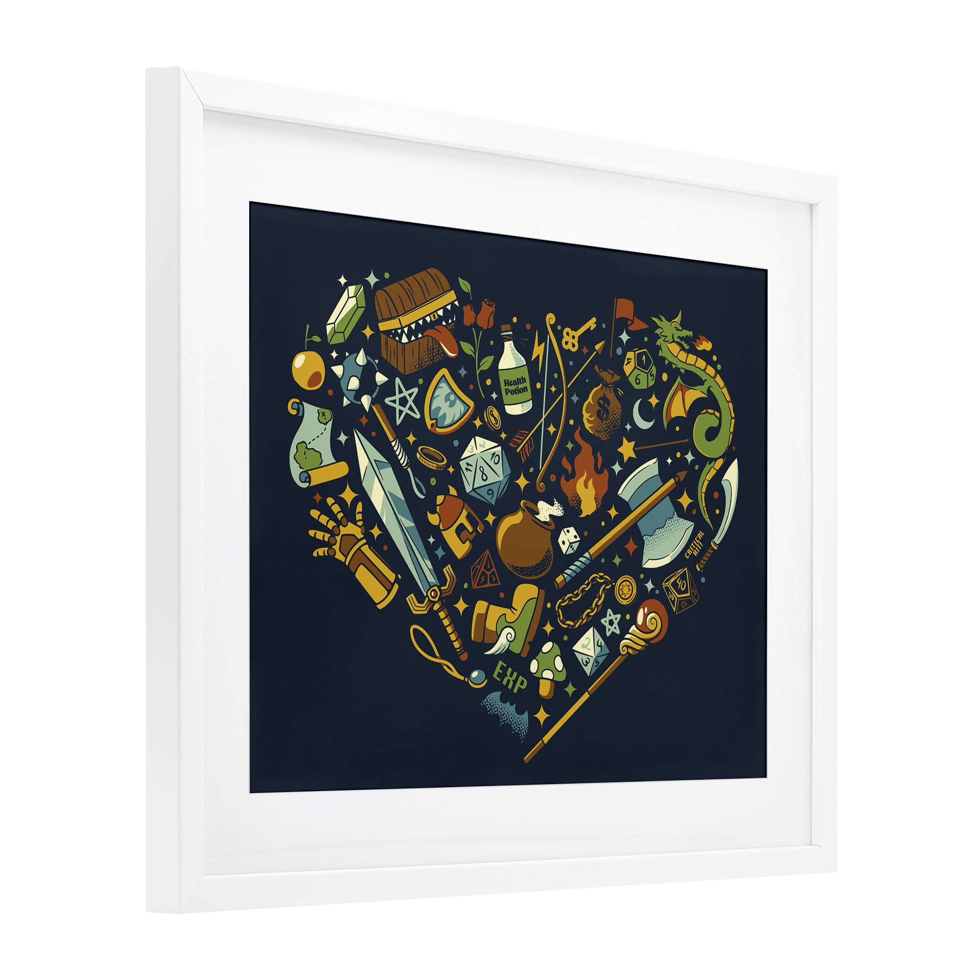 Stupell Industries Board Game RPG Trinkets White Framed Print Under Glass, design by Tobe Fonseca