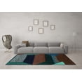 thumbnail image 3 of Ahgly Company Indoor Round Abstract Turquoise Blue Modern Area Rugs, 7' Round, 3 of 4