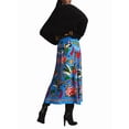 thumbnail image 4 of Women'S Skirt Midi Skirt Tropical Plant Print Pink Zipper A-Line Long Skirts Spring Summer Skirt Floral Blue S, 4 of 9