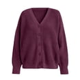 thumbnail image 5 of Aboser Womens Waffle Knit Cardigan Sweaters Button Down Sweater Coats Loose Long Sleeve Cardigans Comfy Soft Knitwear Casual Drop Shoulder Outwear, 5 of 9