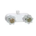 thumbnail image 1 of Phoenix Shower Control Valve PF223242 2 Valve; Single Piece Wall Mount; 1/4 Turn Washerless Valve; 4 Inch Center Distance; 2 Hole Application; 2 Clear Crystal Acrylic Knob Handle; White, 1 of 2
