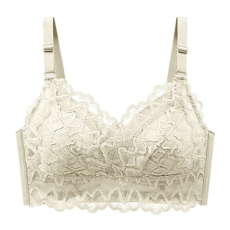 Womens Bra and Panty Sets Seamless Bra Feature V-Neck Bralette Bra Style W-1461 Beige XXL