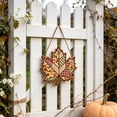 thumbnail image 5 of Fall Maple Leaf Wooden Door Hanger, 11.8" Plaid Patchwork Welcome Sign, Rustic Front Door Ornament, Thanksgiving Harvest Wall Pendant, Farmhouse Home Art Decor, Autumn Entryway Hanging Plaque, 5 of 7
